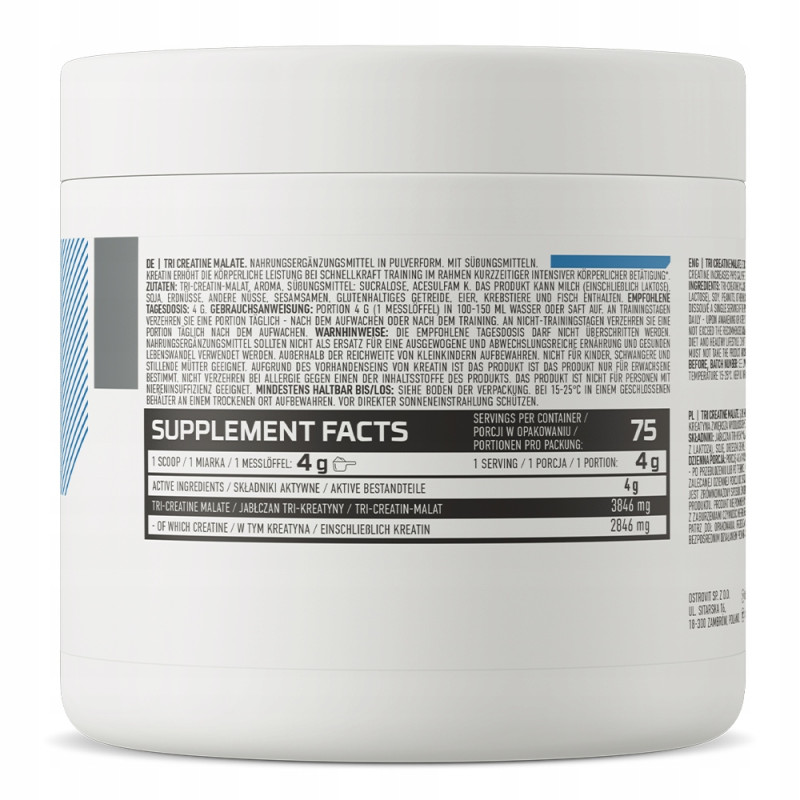 OSTROVIT TRI-CREATINE MALATE KREATYNA JABŁCZAN KREATYNY TCM 300g cytrynowy