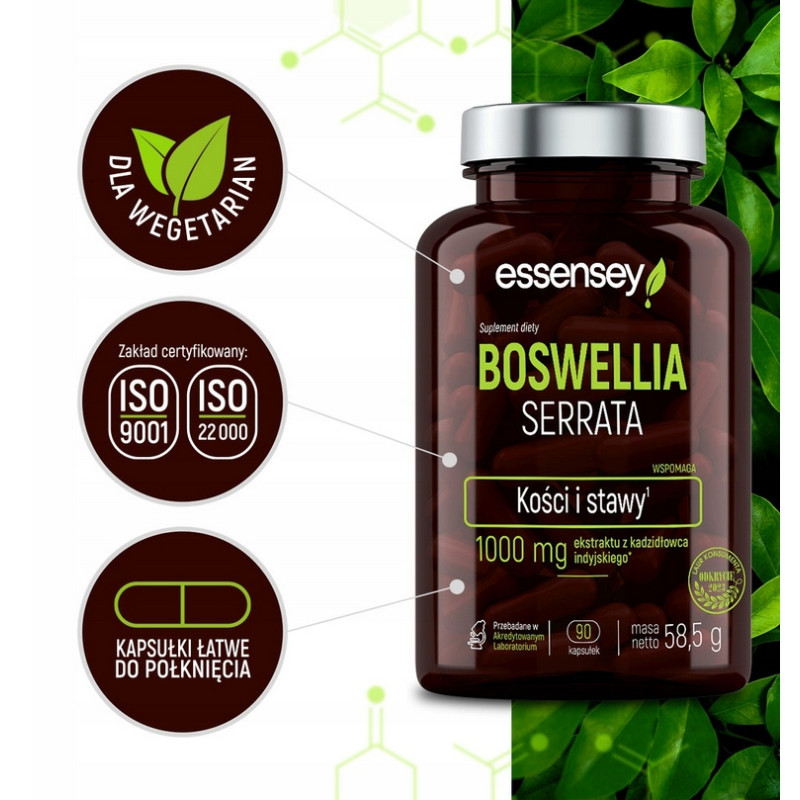 ESSENSEY BOSWELLIA KADZIDŁOWIEC STAWY KOŚCI STAN ZAPALNY FLEX WIĘZADŁA