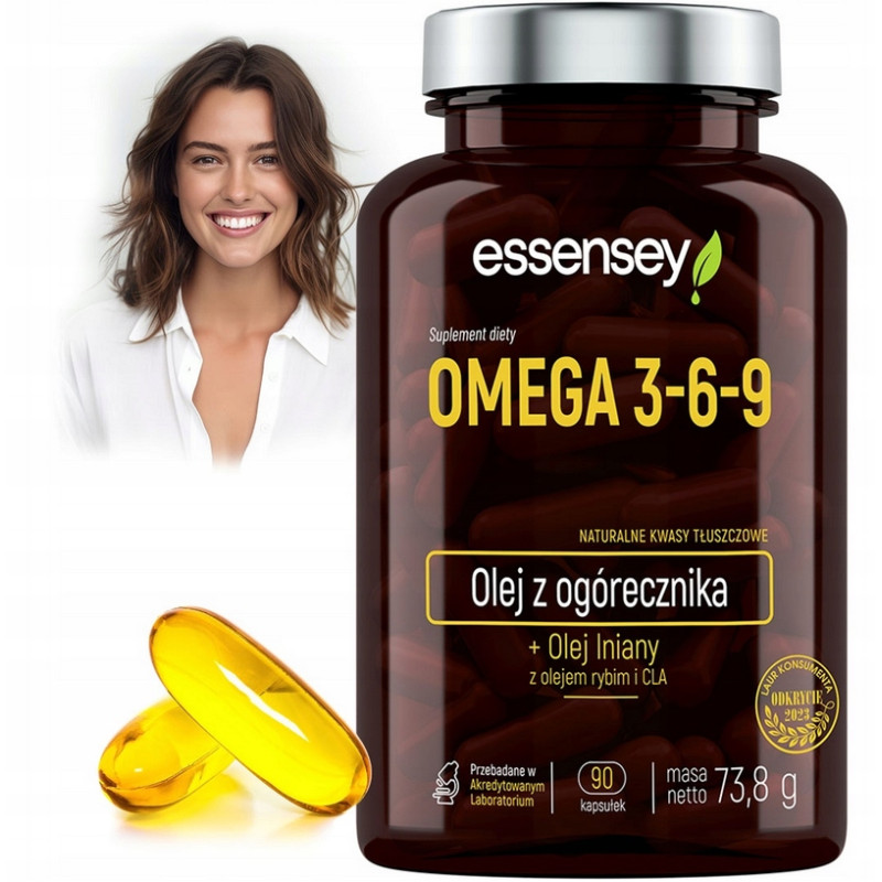OMEGA 3-6-9 KWASY TŁUSZCZOWE DHA EPA ALA CLA GLA OLEJ LNIANY WITAMINY 90C OMEGA 3-6-9 KWASY TŁUSZCZOWE DHA EPA ALA CLA GLA OLEJ LNIANY WITAMINY 90C