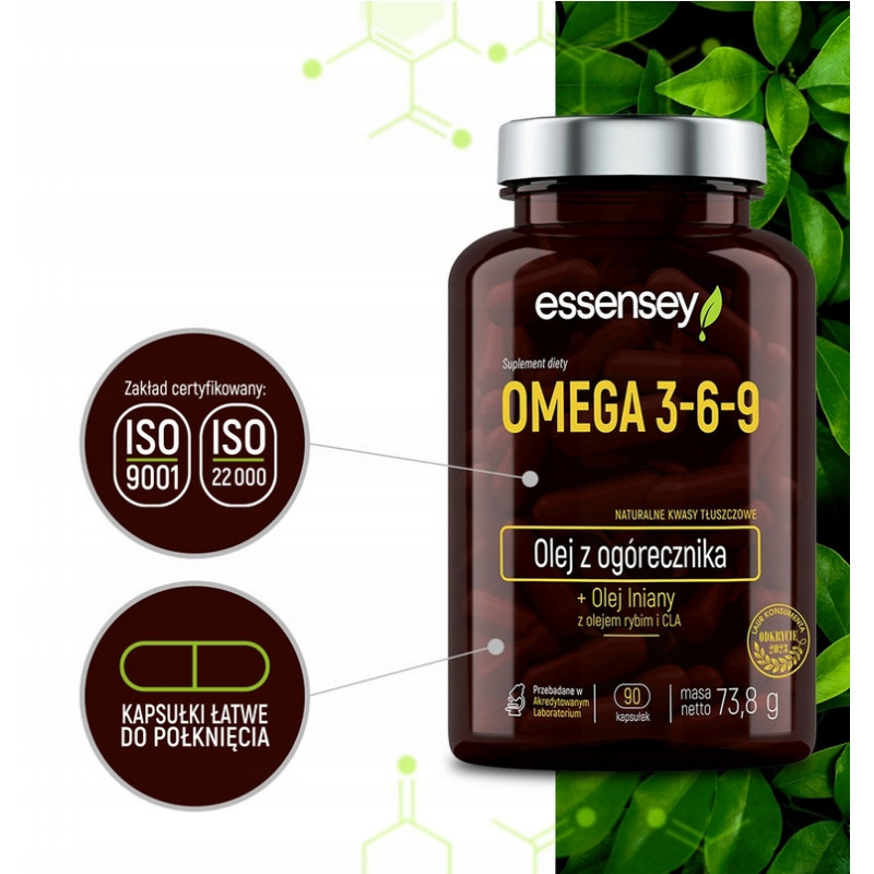 OMEGA 3-6-9 KWASY TŁUSZCZOWE DHA EPA ALA CLA GLA OLEJ LNIANY WITAMINY 90C OMEGA 3-6-9 KWASY TŁUSZCZOWE DHA EPA ALA CLA GLA OLEJ LNIANY WITAMINY 90C