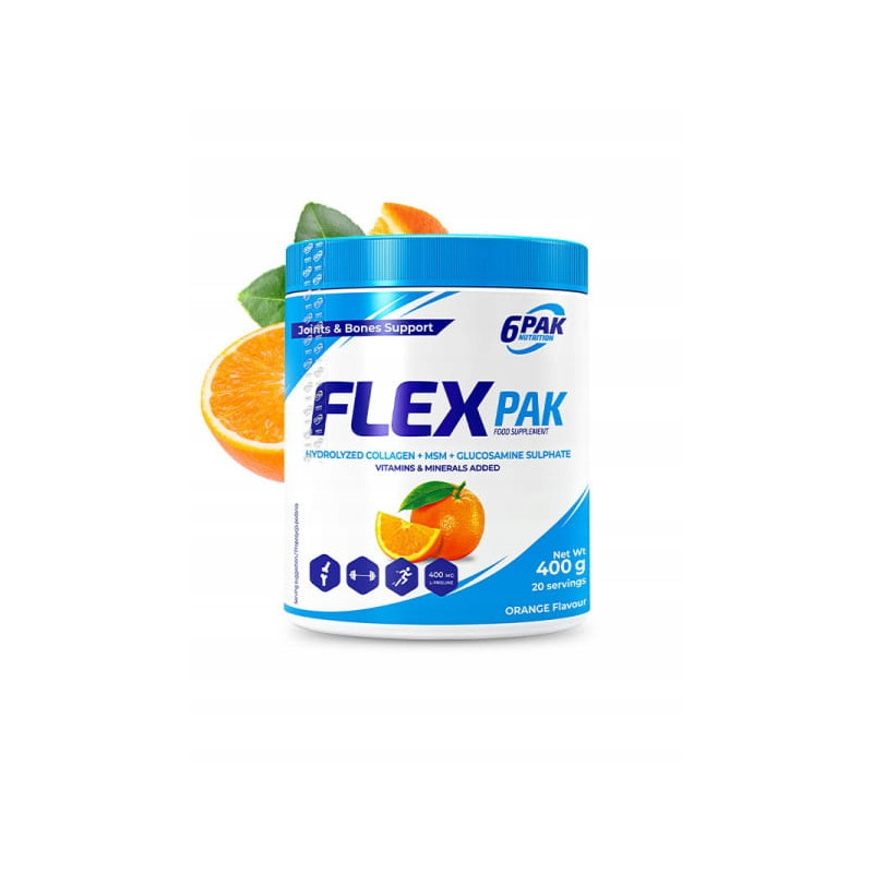 6PAK FLEX KOMPLEKS NA STAWY ŚCIĘGNA KOLAGEN GLUKOZAMINA MSM MAGNEZ WAPŃ B6