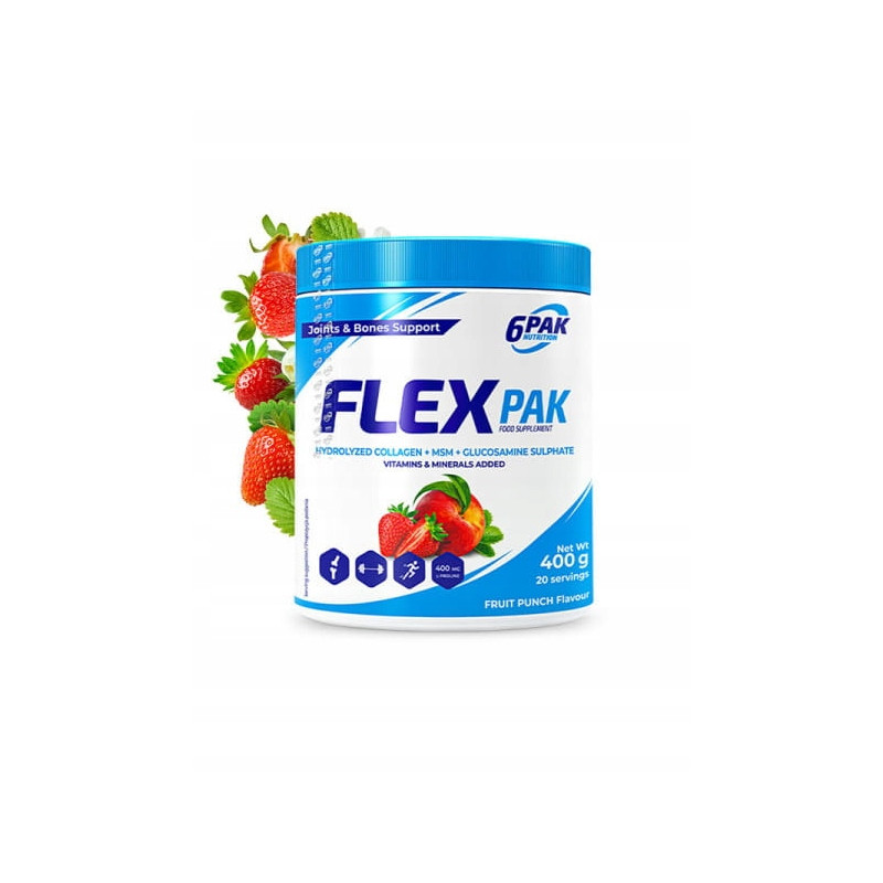 6PAK FLEX KOMPLEKS NA STAWY ŚCIĘGNA KOLAGEN GLUKOZAMINA MSM MAGNEZ WAPŃ B6