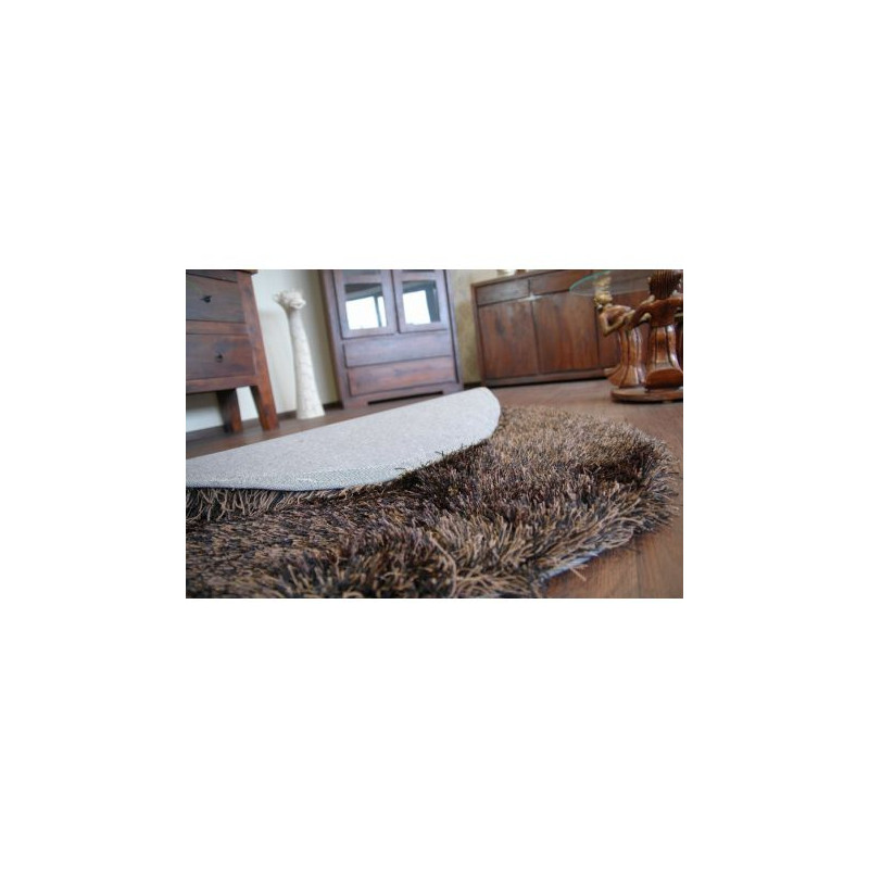 Dywan LOVE SHAGGY koło wzór 93600 czarny-brąz koło 120cm