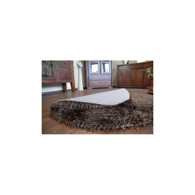 Dywan LOVE SHAGGY koło wzór 93600 czarny-brąz koło 120cm