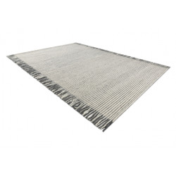 Dywan wełniany TAHAR 99003F krem / szary - RĘCZNIE TKANY Linie, frędzle  160x240cm