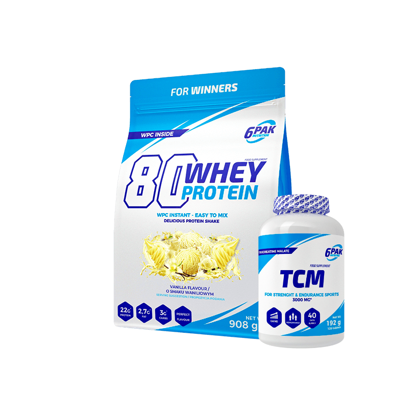 ZESTAW 6PAK WHEY PROTREIN 908g + 6PAK TCM 120 TAB ZESTAW 6PAK WHEY PROTREIN 908g + 6PAK TCM 120 TAB