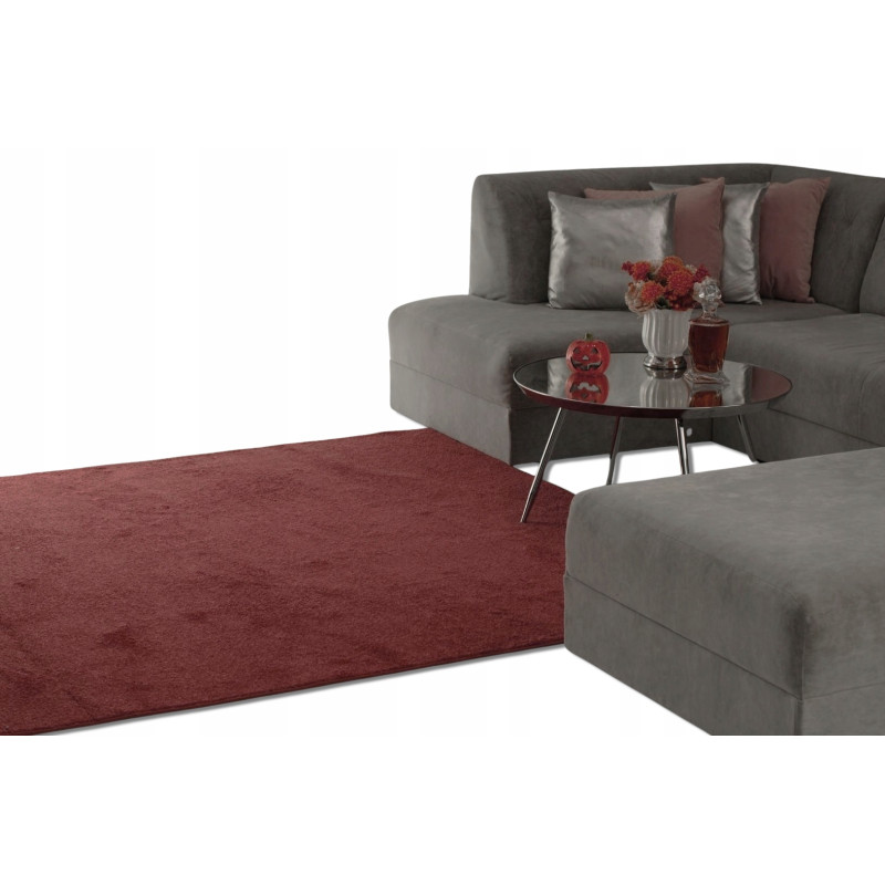 DYWAN SHAGGY KOŁO Intens Muse 86 BORDO OBSZYTY MIĘKKI DO SALONU 110x110cm