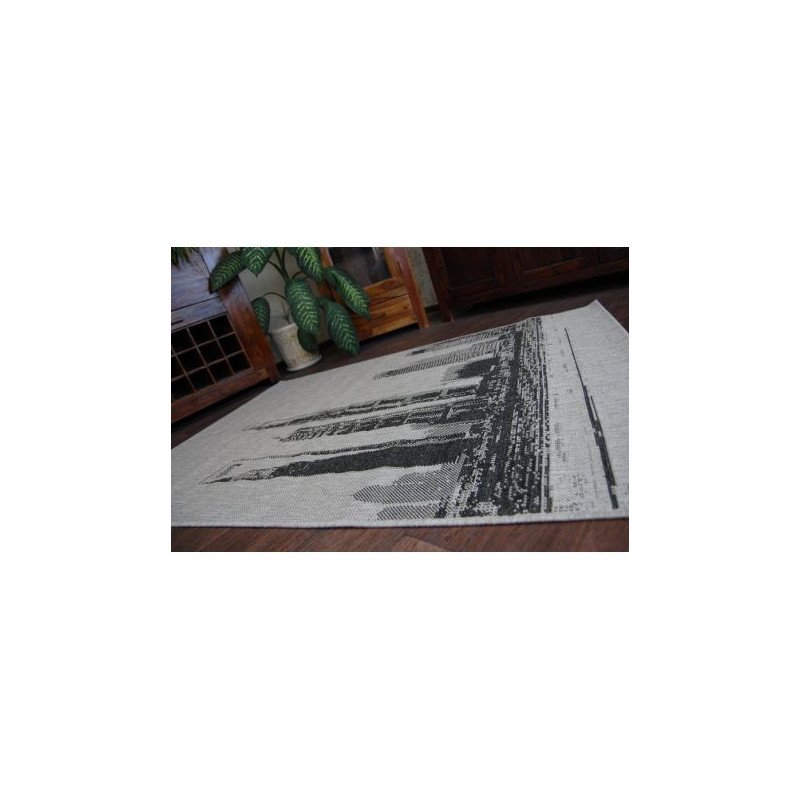 DYWAN SZNURKOWY SIZAL FLOORLUX 20240 srebrny / czarny 240x330cm
