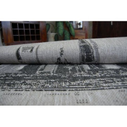 DYWAN SZNURKOWY SIZAL FLOORLUX 20240 srebrny / czarny 240x330cm