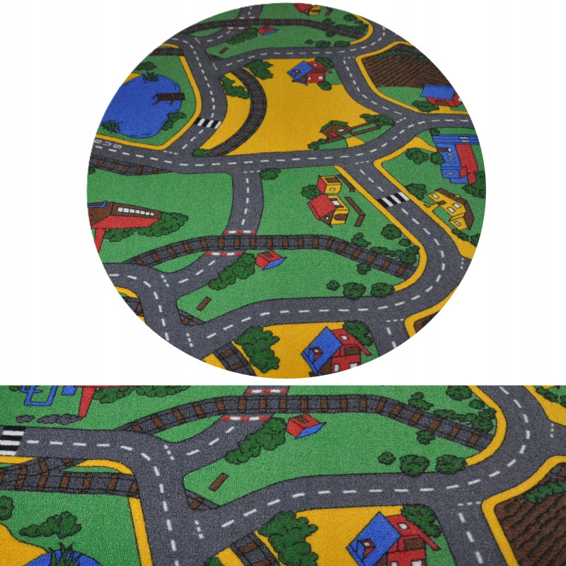 DYWAN DZIECIĘCY PLAYTIME MIASTECZKO ULICE ULICZKI DO ZABAWY KOŁO 100x100cm