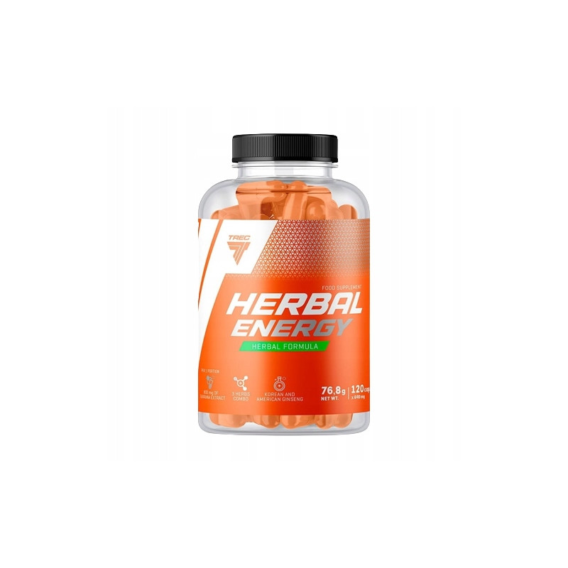 TREC HERBAL ENERGY 120 caps. Pobudzenie Energia GUARANA ŻEŃ-SZEŃ KOFEINA