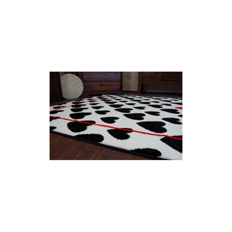 Dywan SKETCH - F755 krem/czarny - Serca 200x290cm