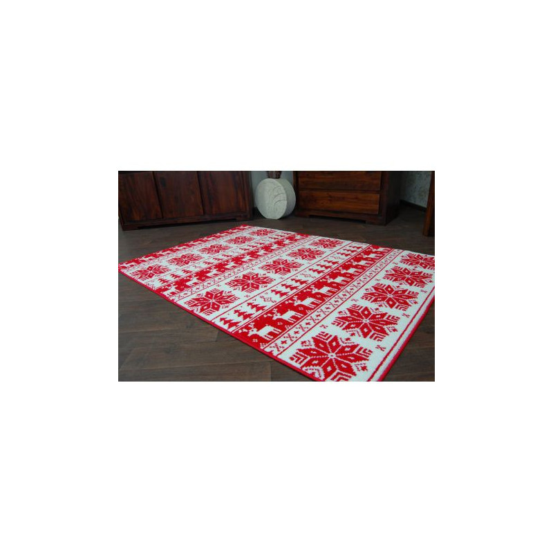 Dywan XMAS - F787 krem/czerwony 100x170cm