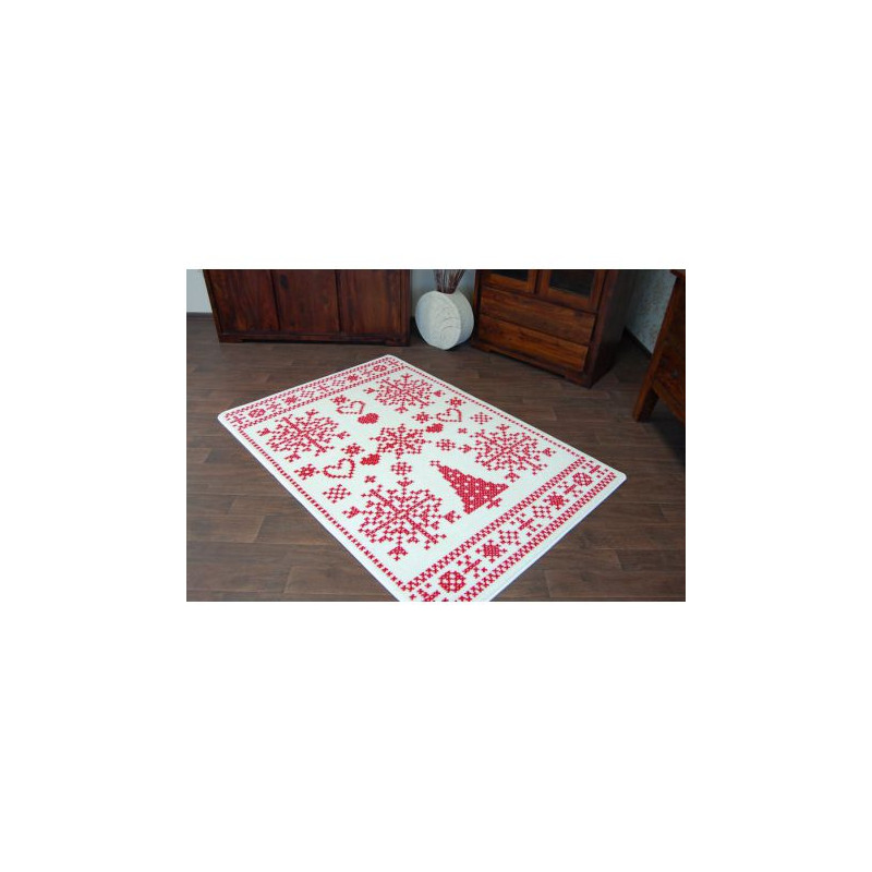 Dywan XMAS - F791 krem/czerwony 80x150cm