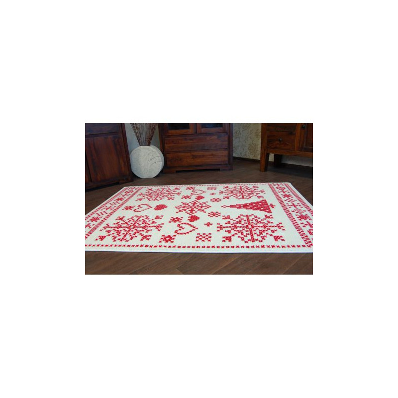 Dywan XMAS - F791 krem/czerwony 80x150cm