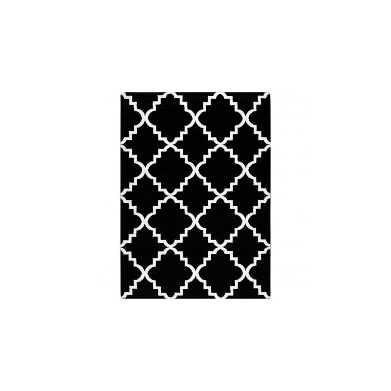 Dywan SKETCH - F343 czarno/kremowy koniczyna marokańska trellis 200x290cm Dywan SKETCH - F343 czarno/kremowy koniczyna marokańska trellis 200x290cm