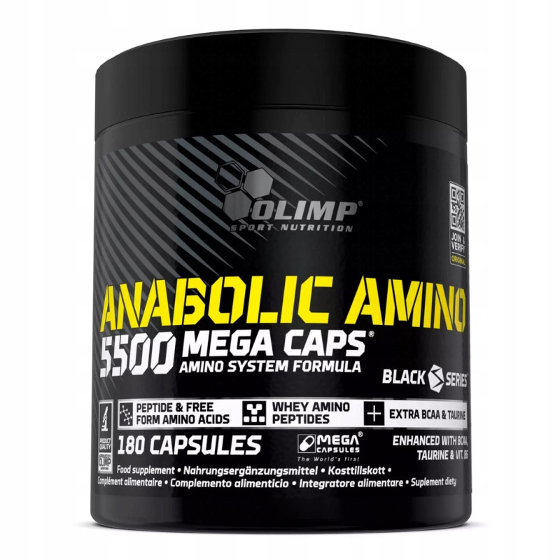 OLIMP ANABOLIC AMINO 5500 180 kapsułek AMINOKWASY BIAŁKO WITAMINY TAURYNA
