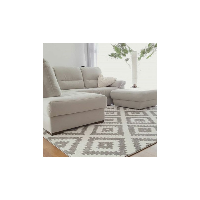 Dywan SKETCH - F998 krem/szary - Kwadraty Ruta 160x220cm Dywan SKETCH - F998 krem/szary - Kwadraty Ruta 160x220cm