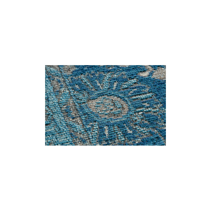 Dywan ANTIGUA 518 74 JW500 wełniany OSTA - Kwiaty, ramka płaskotkany niebieski 250x350cm