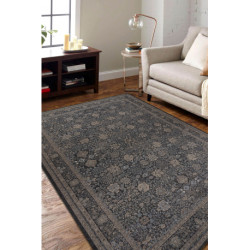 Dywan ANTIGUA 518 74 KD900 wełniany OSTA - Kwiaty, ramka płaskotkany beż / czarny 250x350cm