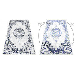 Dywan ALLURE 1961 Ornament, ramka - Strukturalny, stylowy, glamour biały / niebieski 80x150cm