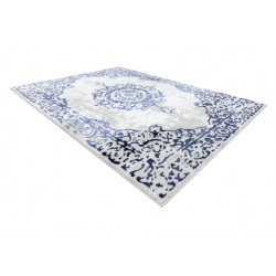 Dywan ALLURE 1961 Ornament, ramka - Strukturalny, stylowy, glamour biały / niebieski 140x190cm