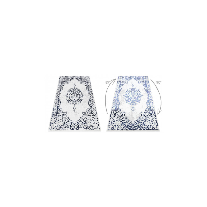 Dywan ALLURE 1961 Ornament, ramka - Strukturalny, stylowy, glamour biały / niebieski 180x270cm