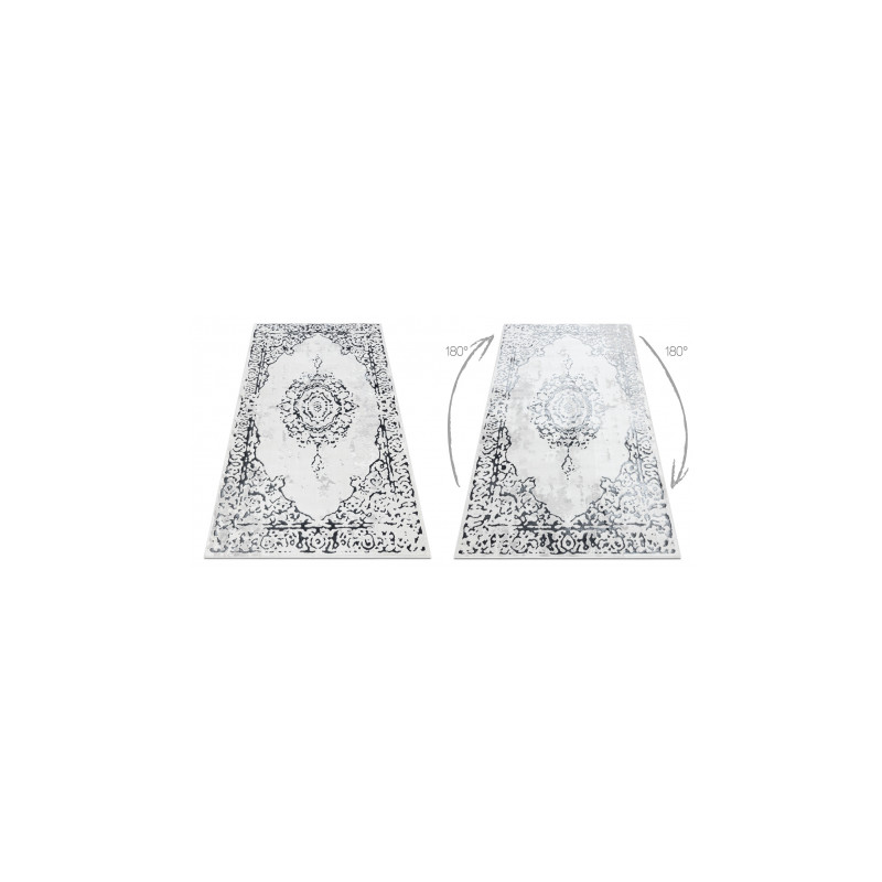 Dywan ALLURE 1961 Ornament, ramka - Strukturalny, stylowy, glamour biały / szary 140x190cm
