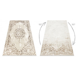Dywan ALLURE 1961 Ornament, ramka - Strukturalny, stylowy, glamour krem / złoty 120x170cm