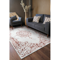 Dywan ALLURE 1961 Ornament, ramka - Strukturalny, stylowy, glamour biały / różowy 120x170cm Dywan ALLURE 1961 Ornament, ramka - Strukturalny, stylowy, glamour biały / różowy 120x170cm