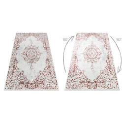 Dywan ALLURE 1961 Ornament, ramka - Strukturalny, stylowy, glamour biały / różowy 160x220cm
