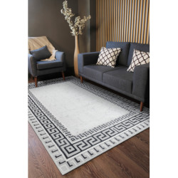 Dywan ALLURE 1960 Grecki klucz, ramka - Strukturalny, stylowy, glamour biały / szary 200x290cm