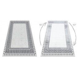 Dywan ALLURE 1960 Grecki klucz, ramka - Strukturalny, stylowy, glamour biały / szary 80x200cm
