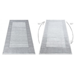 Dywan ALLURE 8783 Grecki klucz, ramka - Strukturalny, stylowy, glamour jasnoszary / biały 160x220cm