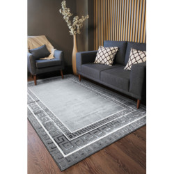 Dywan ALLURE 1960 Grecki klucz, ramka - Strukturalny, stylowy, glamour szary 60x250cm