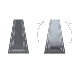 Dywan, chodnik ALLURE 1960 Grecki klucz, ramka - Strukturalny, stylowy, glamour szary 80x200cm