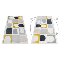Dywan FUSION 0213 biały / żółty - Geometryczny, nowoczesny, abstrakcyjny 120x170cm