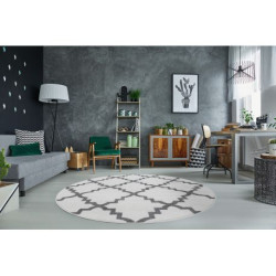 Dywan SKETCH koło - F343 krem/szara koniczyna marokańska trellis koło 120cm Dywan SKETCH koło - F343 krem/szara koniczyna marokańska trellis koło 120cm