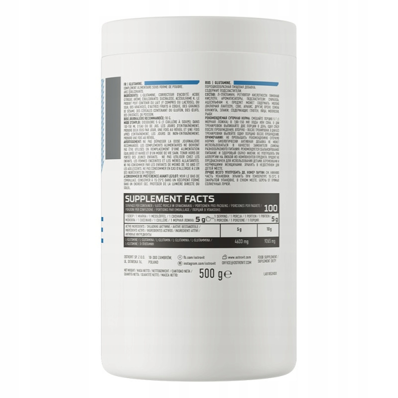 OstroVit Glutamine 500 g AMINOKWASY GLUTAMINE Glutamina ORANGE