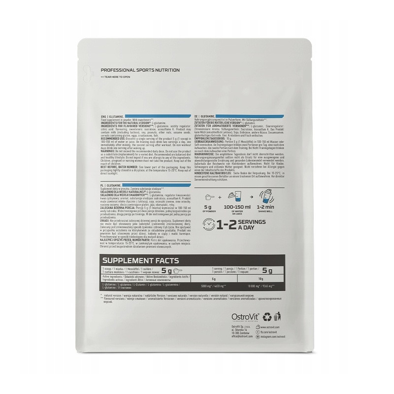 OstroVit Glutamine 500 g AMINOKWASY GLUTAMINE Glutamina NTURALNY OstroVit Glutamine 500 g AMINOKWASY GLUTAMINE Glutamina NTURALNY