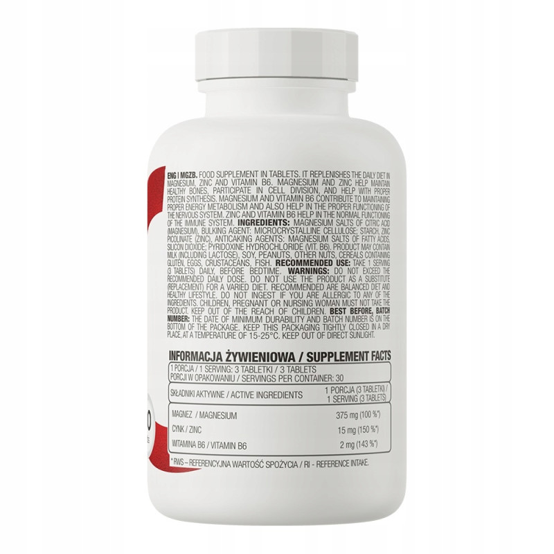 OstroVit MgZB 90 tabs MAGNEZ WITAMINA B CYNK MAGNEZ Regeneracja ZMA OstroVit MgZB 90 tabs MAGNEZ WITAMINA B CYNK MAGNEZ Regeneracja ZMA