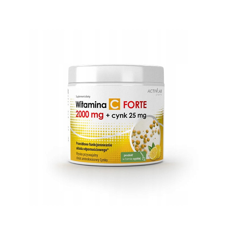 Activlab Witamina C 2000 mg + Cynk 25 mg FORTE 500g ODPORNOŚĆ CYTRYNA