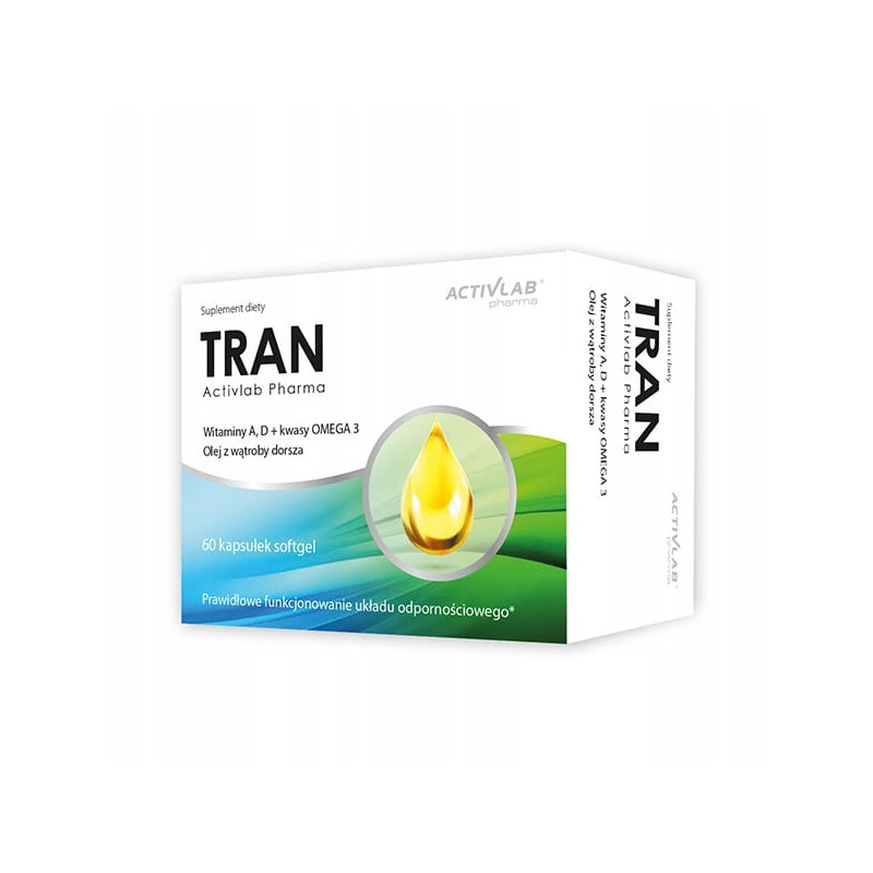 Tran 500mg WITAMINA A+D3+Omega 3 ODPORNOŚĆ SERCE