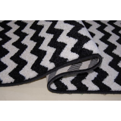 CHODNIK Dywanowy FRYZ ZYGZAKI biało czarne MIĘKKI 80CM