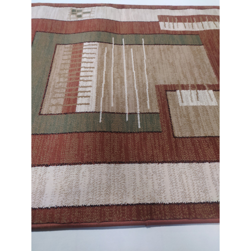 CHODNIK OKAZJA !!! Dywanowy heat-set KRESKI brąz/beż Miękki szer. 100 cm