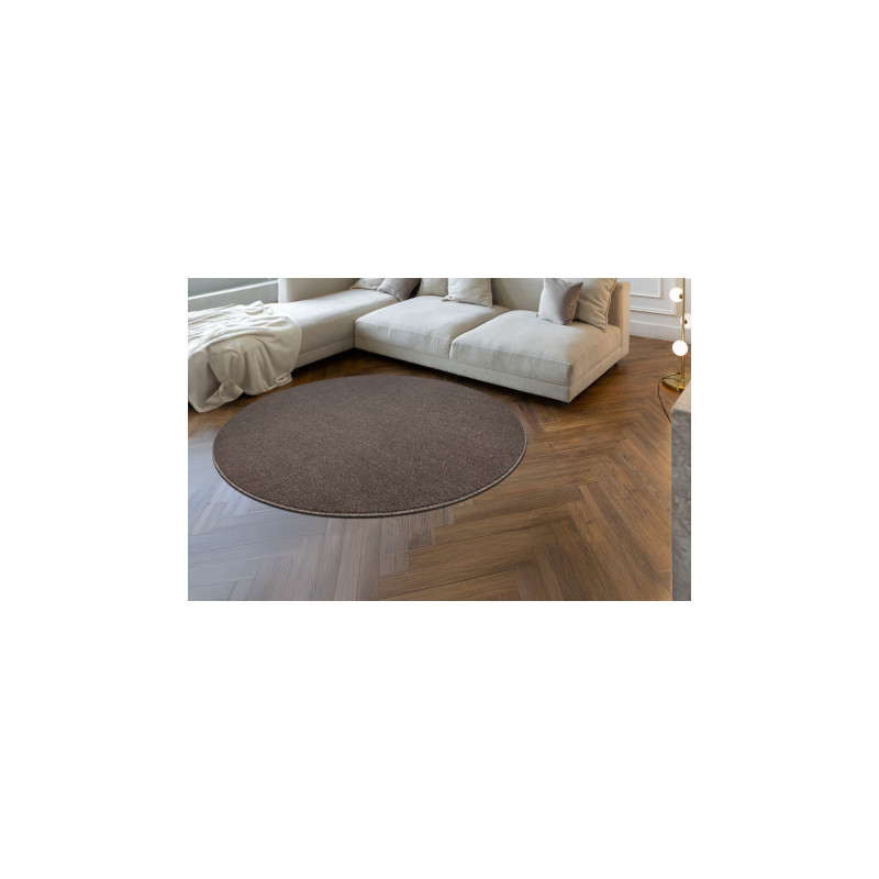 Dywan ETON PLUS koło mocca brązowy jednolity, jednokolorowy, gładki koło 200cm