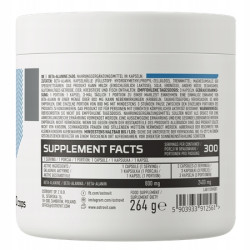 OstroVit BETA-ALANINA 2400 mg 300 kapsułek WYDOLNOŚĆ WYTRZYMAŁOŚĆ