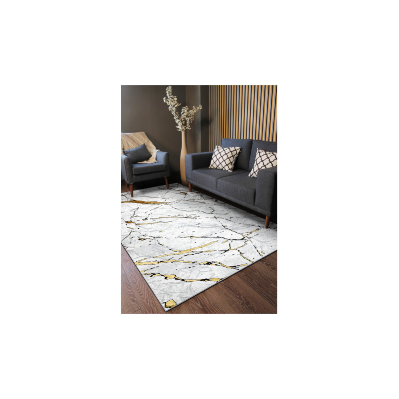 Dywan ALLURE 1963 Marmur - Strukturalny, stylowy, glamour biały / złoty 140x190cm