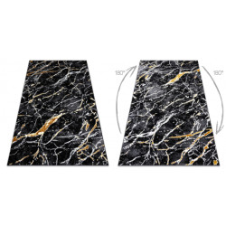 Dywan ALLURE 1963 Marmur - Strukturalny, stylowy, glamour czarny / złoty 80x150cm
