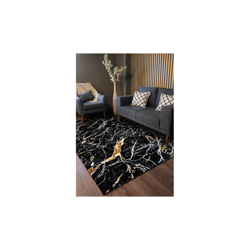 Dywan ALLURE 1963 Marmur - Strukturalny, stylowy, glamour czarny / złoty 240x330cm Dywan ALLURE 1963 Marmur - Strukturalny, stylowy, glamour czarny / złoty 240x330cm
